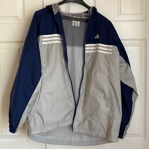Adidas Boys Blue and Grey Windbreaker Jacket - Size XL